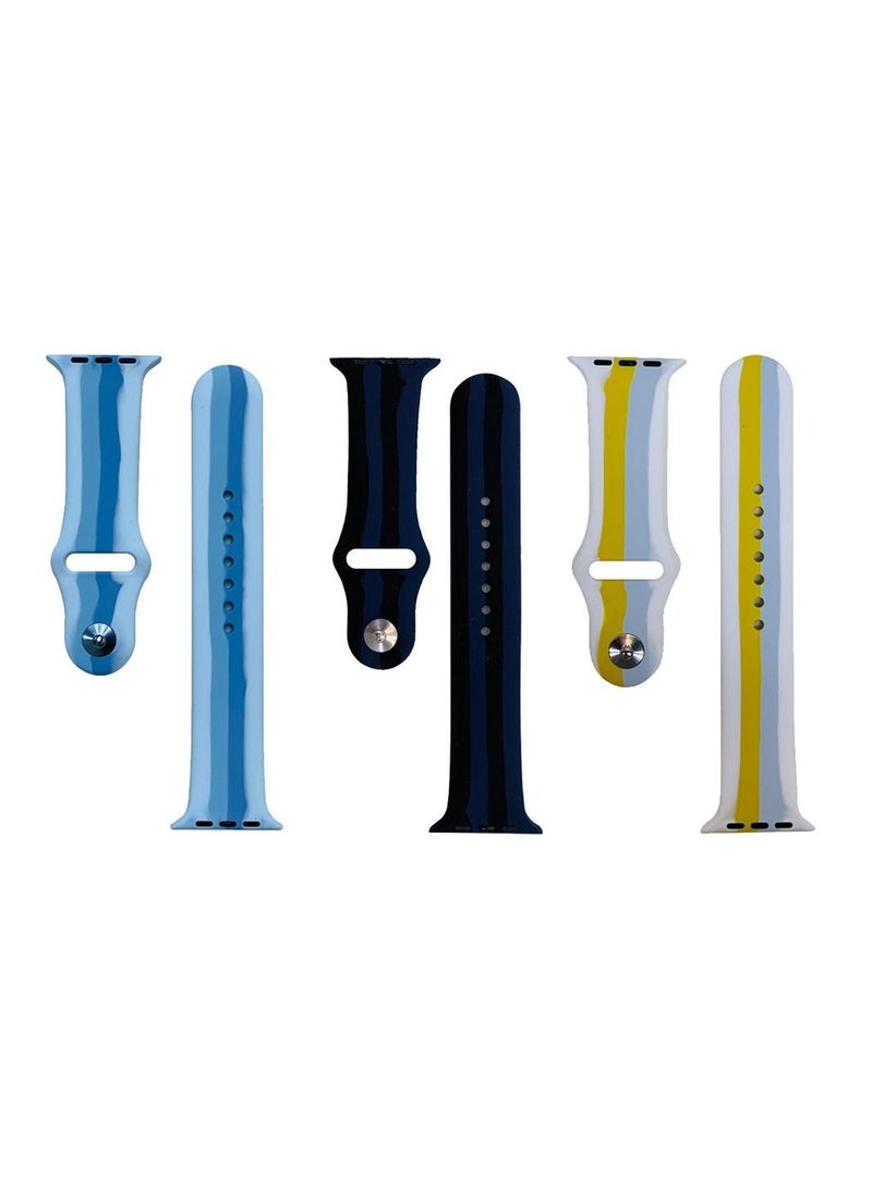 Apple Watch 38mm 40mm 41mm Silicone Replacement Band 3-Pack Rainbow Collection 6 - Image 2