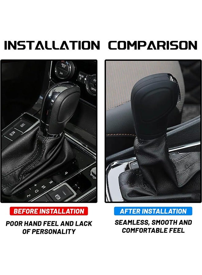 HS Car Gear Shift Knob Cover, 2 Pack Anti-Slip Auto Knob Gear Stick Protector, Comfortable Silicone Handbrake Shifter Cover For Men Women, Universal Vehicle Interior Accessories, Black - Image 5