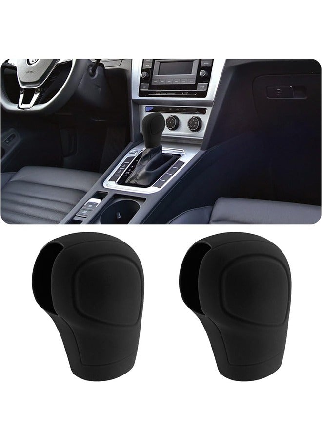 HS Car Gear Shift Knob Cover, 2 Pack Anti-Slip Auto Knob Gear Stick Protector, Comfortable Silicone Handbrake Shifter Cover For Men Women, Universal Vehicle Interior Accessories, Black - Image 1