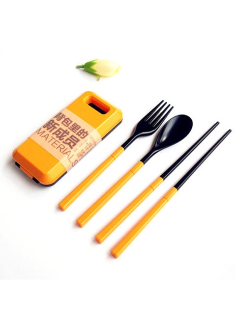 Safety Abs Plastic Tableware Suit Candy Color Tableware Box Portable Travel Spoon Chopsticks Fork Tableware Three Piece Set-Specification:Green