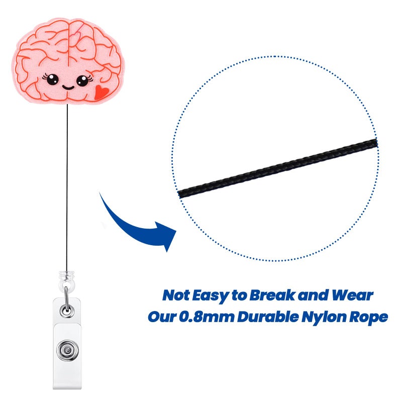 BVIIE Cute Pink Brain Badge Reel  Retractable Id Card Neurosurgery Badge Holder  Name Tag Work Badge Clip For Psychiatry Neuroradiology Tech Doctor Rn Cna Lpn Lvn Medical Worker Nursing Student  Nurse Gifts - Image 5