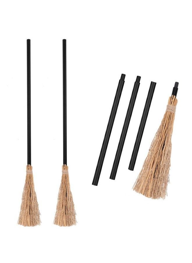 Mudder - Witch Broom Costume Accessories Wizard Broomstick Cosplay Broom Props Realistic Wizard Flying Broom Stick Accessory For Costumes (2 Pieces) - Image 1