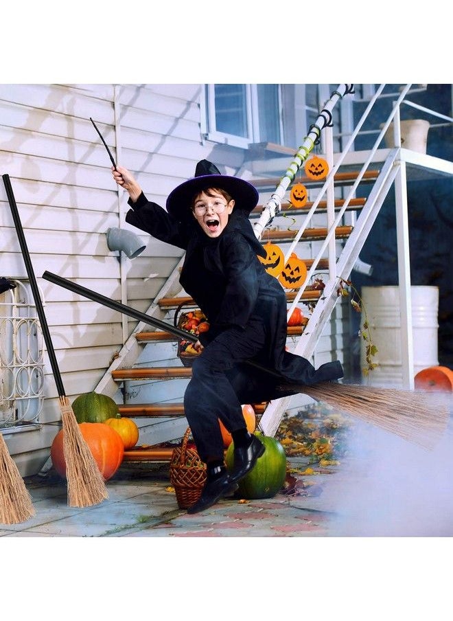 Mudder - Witch Broom Costume Accessories Wizard Broomstick Cosplay Broom Props Realistic Wizard Flying Broom Stick Accessory For Costumes (2 Pieces) - Image 1