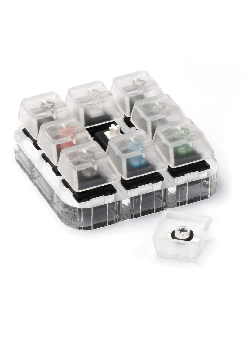 Key Switch Tester, Mechanical Keyboards Testing Clear Keycaps, 9 Key Switch Tester Tool with Keycap Puller with Clear Keycaps and O Rings