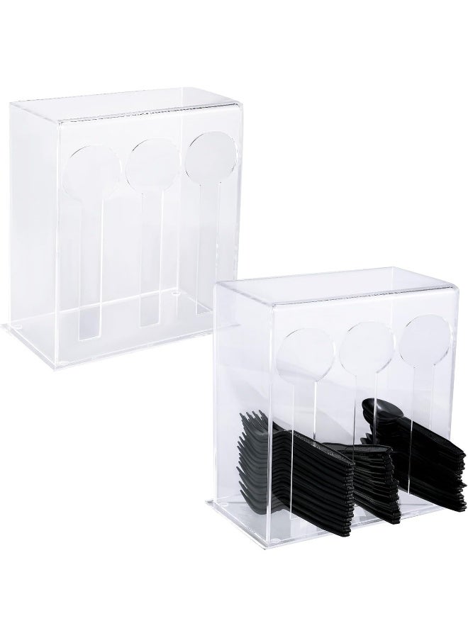 TPGP 2 Pcs Acrylic Utensil Dispenser Plastic Cutlery Organizer 3 Compartments Clear Utensil Holder Flatware Silverware Caddy Cutlery Storage for Restaurant Kitchen Countertop Party Knife Spoon Fork - Image 1