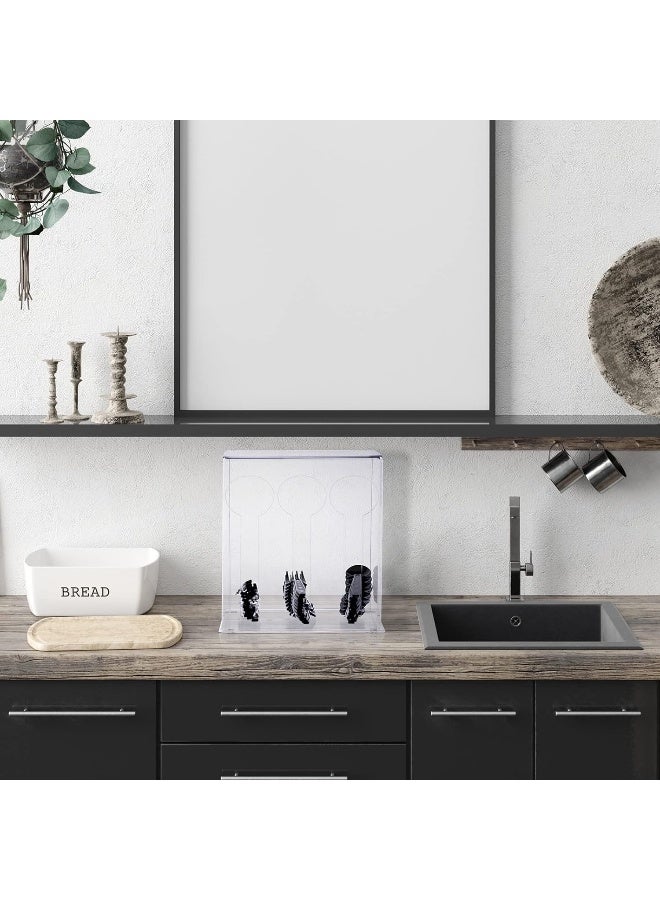 TPGP 2 Pcs Acrylic Utensil Dispenser Plastic Cutlery Organizer 3 Compartments Clear Utensil Holder Flatware Silverware Caddy Cutlery Storage for Restaurant Kitchen Countertop Party Knife Spoon Fork - Image 2