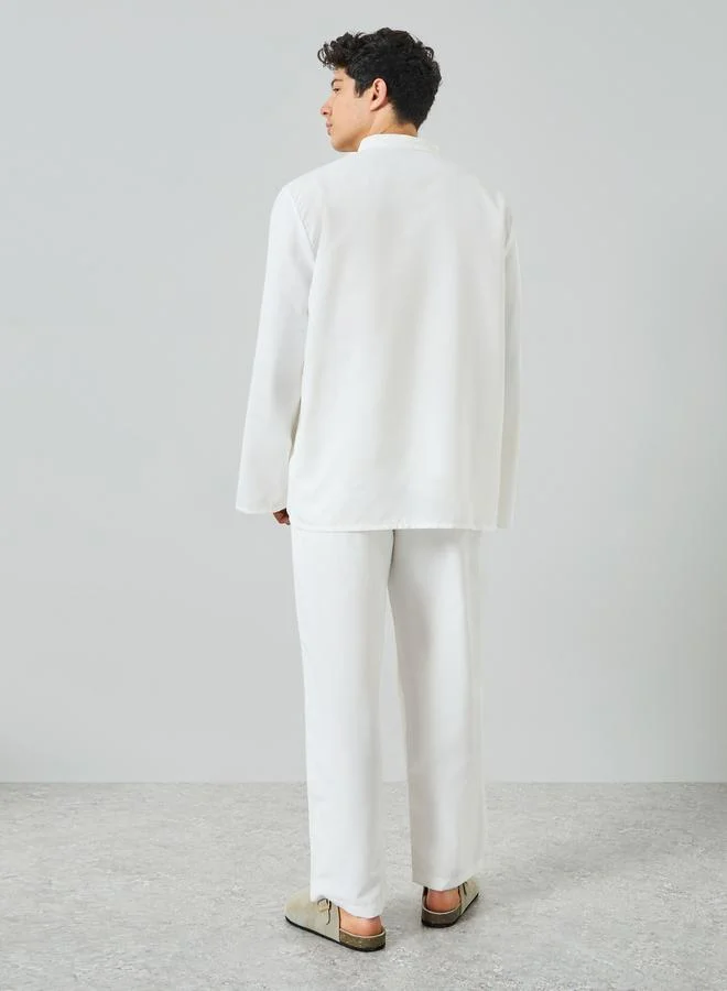 Take Two  Men White Linen Top and Pants Co-Ords for Men | Best Price UAE