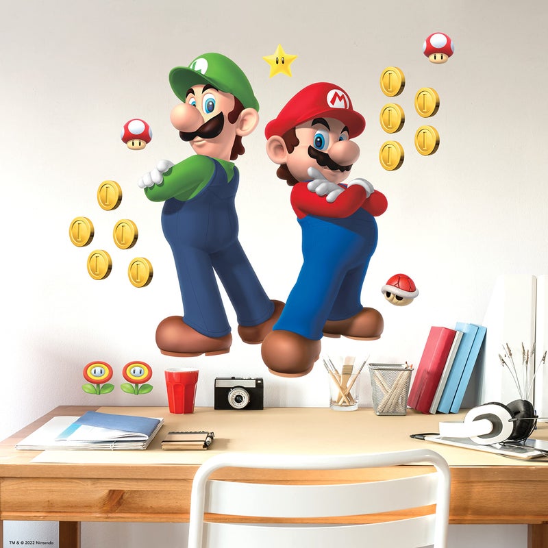 RoomMates RMK5223GM Super Mario, Luigi and Mario Peel and Stick Wall Decals - Image 1