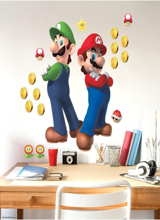 RoomMates RoomMates RMK5223GM Super Luigi and Mario Peel and Stick Wall Decals, red, Green, Yellow  - Image 1