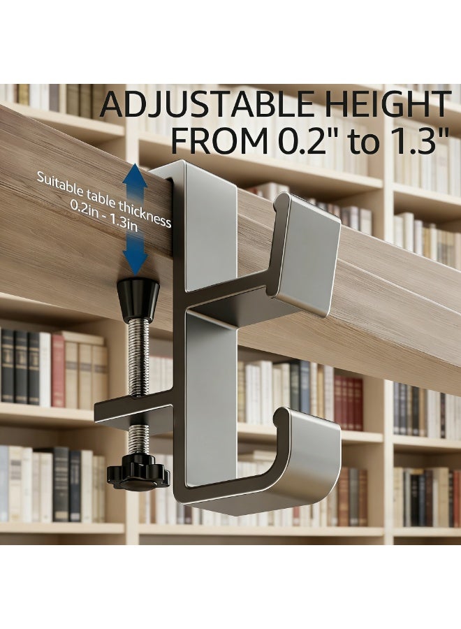 XiuWoo Desk Mount Bag Holder Hook 2Pcs ,Heavy Duty Handbag Hanger for Desk, Alloy Desk Hook,Portable Desk Mount Headphones Holder for Reduce Desk Clutter Table Desk Table Hanging Storage (Grey) - Image 4