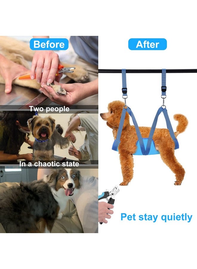 Mypin Dog Grooming Hammock, Pet Grooming Harness for Dogs&Cats, Multi Hammock Restraint Bag with Adjustable Grooming Loop/Stainless D-Hooks/Nail Clippers/Trimmer/Nail File for Pet Nail Trimming, Care (S)  - Image 3