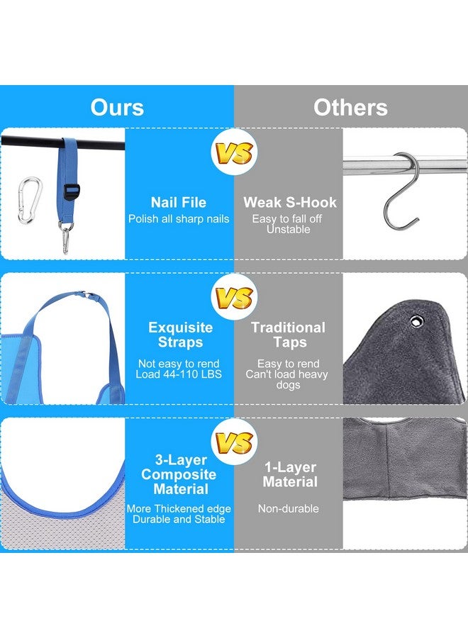 Mypin Dog Grooming Hammock, Pet Grooming Harness for Dogs&Cats, Multi Hammock Restraint Bag with Adjustable Grooming Loop/Stainless D-Hooks/Nail Clippers/Trimmer/Nail File for Pet Nail Trimming, Care (S)  - Image 5