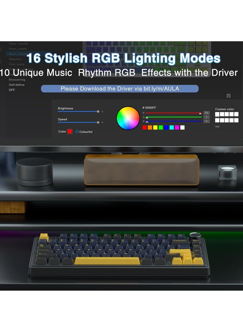 AULA F75 75% Wireless Mechanical Keyboard,Gasket Hot Swappable Custom Keyboard,Pre-lubed Graywood switch V3 RGB Backlit Gaming Keyboard,2.4GHz/Type-C/BT5.0 Mechanical Keyboard  - Image 5
