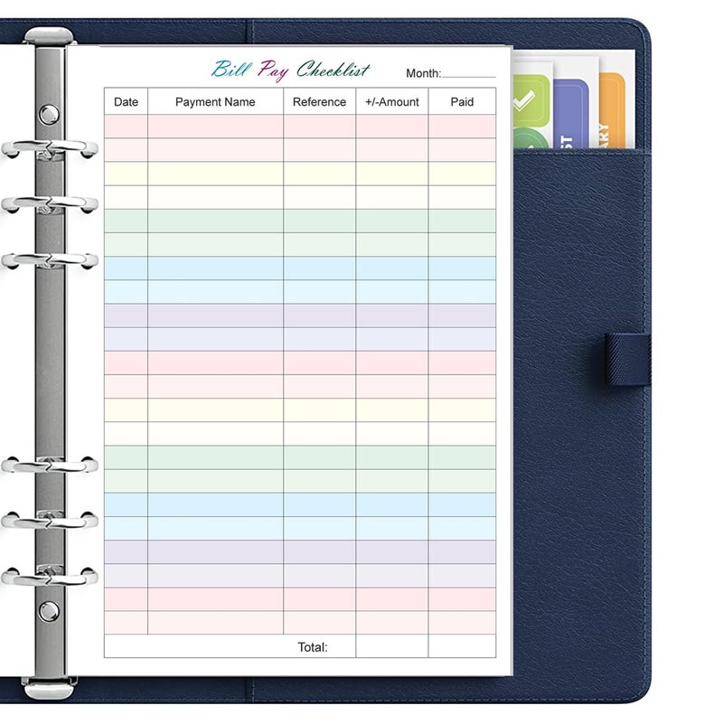 Yaridar Payment Checklist Refills - 50 Sheets/100 Pages Colorful Monthly Budget Forms for A5 Binder, 6 Hole Punched, 100 gsm White Paper, 5.8" x 8.3" - Image 5