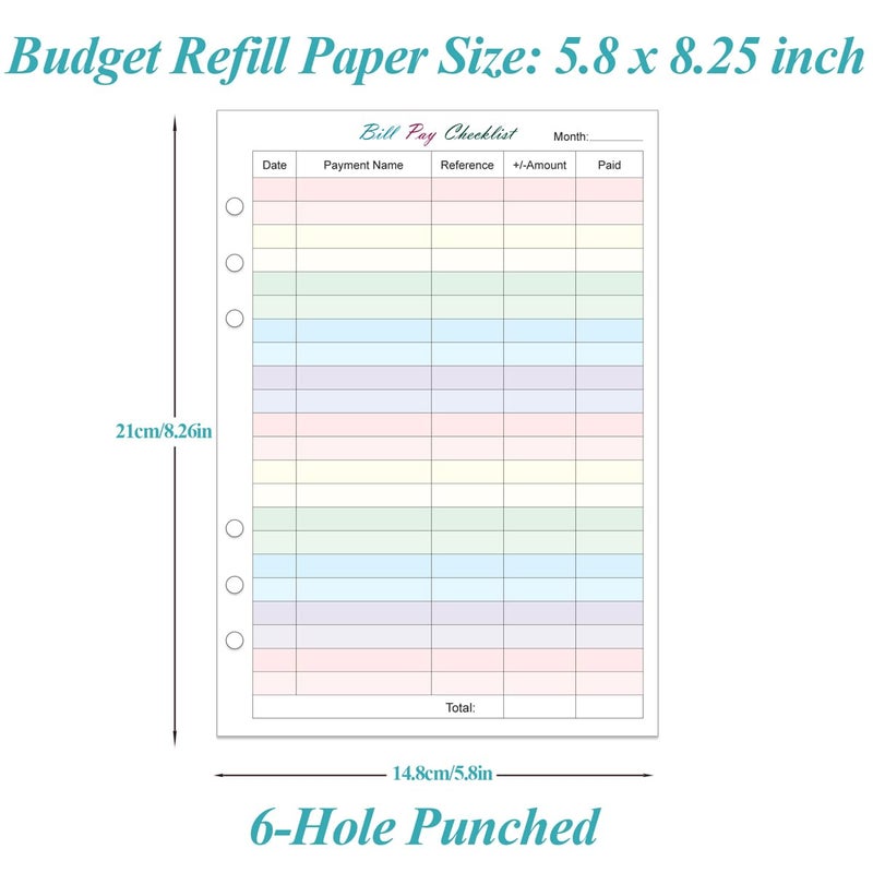 Yaridar Payment Checklist Refills - 50 Sheets/100 Pages Colorful Monthly Budget Forms for A5 Binder, 6 Hole Punched, 100 gsm White Paper, 5.8" x 8.3" - Image 4