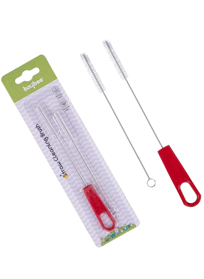 BAYBEE - Baybee Baby Straw Cleaning Brush Set Combo Cleaner Set Of 2-Pieces Rotation 360 Degrees|Bottle Cleaning Brush Set - Red - Image 1