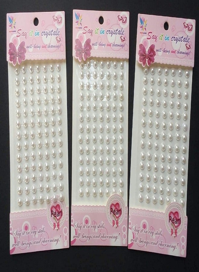 KRYTONE� White Pearl 7 Mm Diameter Crystal Bead Reusable Self-Adhesive Sticker Sheet (Set of 3 Sheets) - Image 1