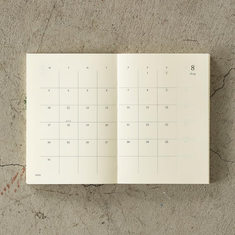 Designphil Midori MD Notebook Diary 2026 Bunko Monthly Limited Edition Bookmark 22403006 (Starts in December 2025) - Image 3