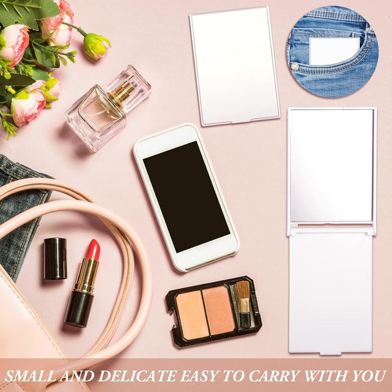 KASTWAVE 16 Pcs Small Folding Makeup Mirror (2×3×0.2''), White Portable Stand-Up Vanity Mirror, Compact Travel Mirror for Women – Bulk for Home/Hotel/Salon - Image 5