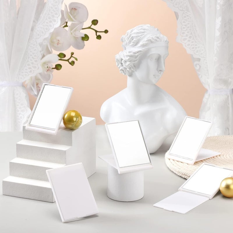 KASTWAVE 16 Pcs Small Folding Makeup Mirror (2×3×0.2''), White Portable Stand-Up Vanity Mirror, Compact Travel Mirror for Women – Bulk for Home/Hotel/Salon - Image 4