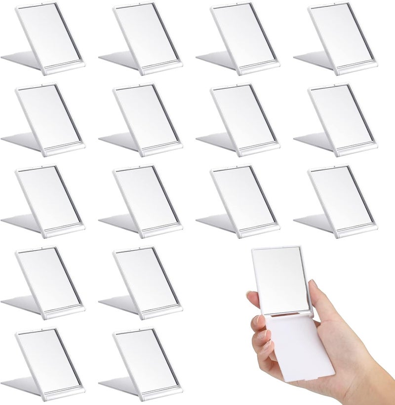 KASTWAVE 16 Pcs Small Folding Makeup Mirror (2×3×0.2''), White Portable Stand-Up Vanity Mirror, Compact Travel Mirror for Women – Bulk for Home/Hotel/Salon - Image 1