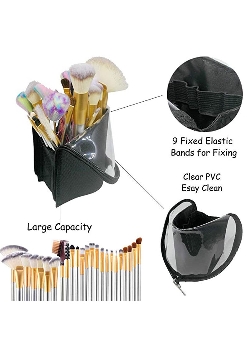 Excefore Makeup Brush Holder, Waterproof Makeup Zipper Pouch with Divider Portable Clear Plastic Makeup Bag Cosmetic Organizer Bag Travel Make Up Brush Bag for Women - Image 3