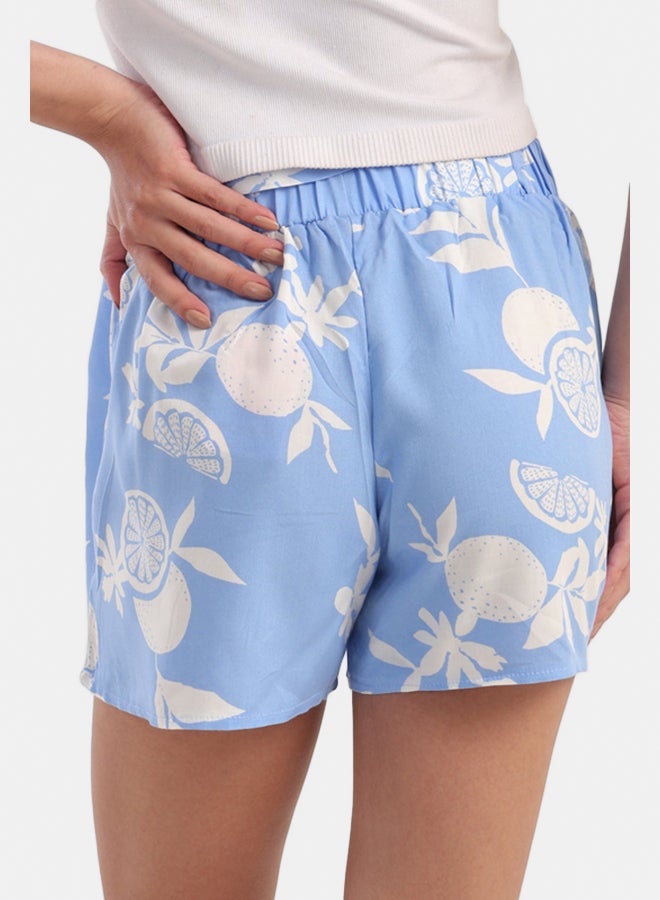 Carina Blue Viscose Pyjama Shorts  - Image 3