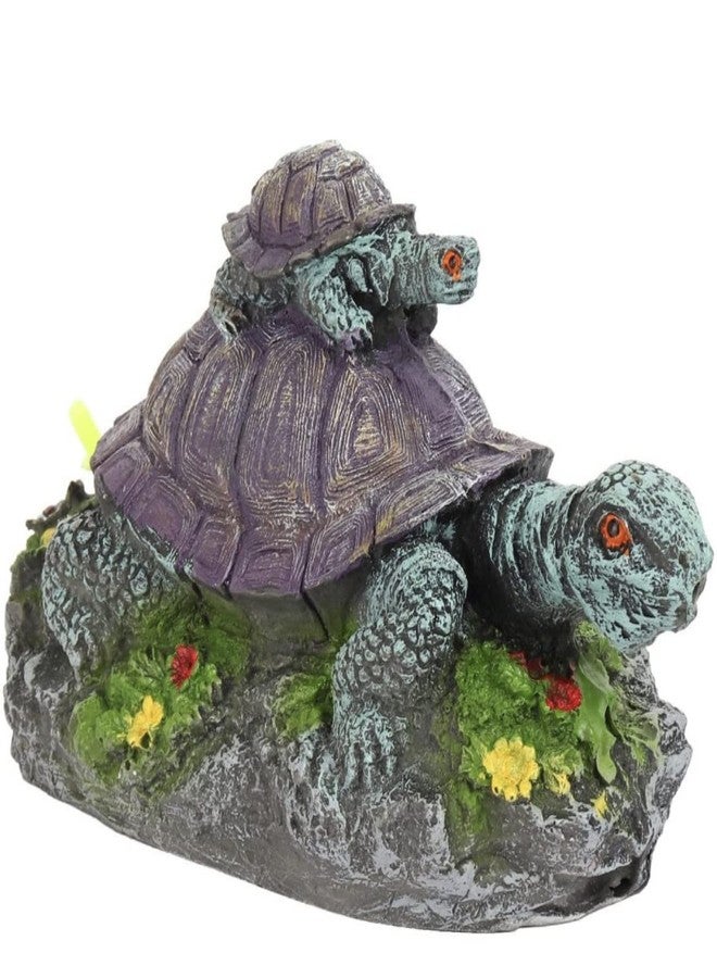 Mistletoe® Resin Artificial Tortoise Turtle Aquarium Decoration | Desolate Tower Design Decor for Above 2ft Fish Tanks - Image 2
