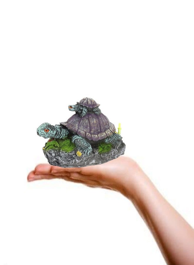 Mistletoe® Resin Artificial Tortoise Turtle Aquarium Decoration | Desolate Tower Design Decor for Above 2ft Fish Tanks - Image 4