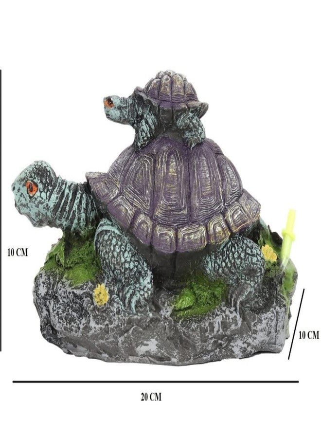 Mistletoe® Resin Artificial Tortoise Turtle Aquarium Decoration | Desolate Tower Design Decor for Above 2ft Fish Tanks - Image 3