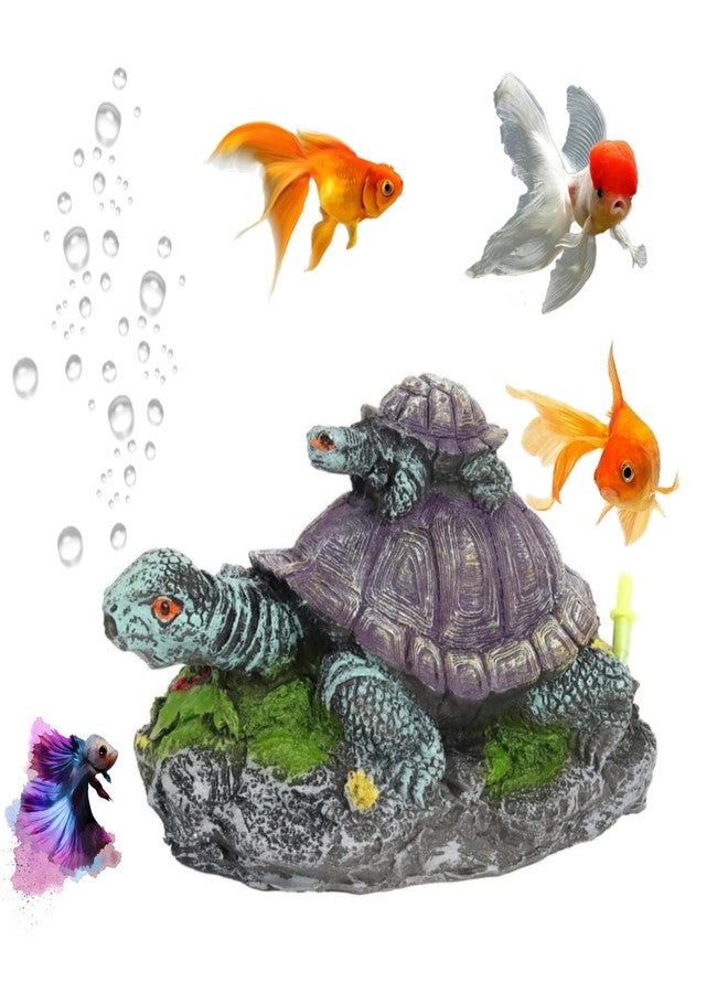 Mistletoe® Resin Artificial Tortoise Turtle Aquarium Decoration | Desolate Tower Design Decor for Above 2ft Fish Tanks - Image 1