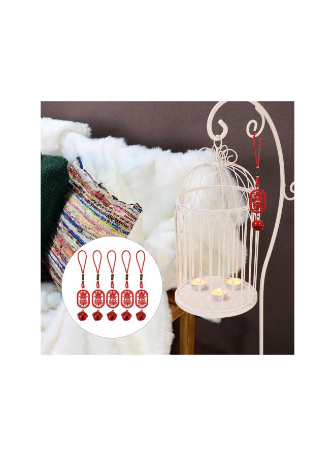 klarako 5pcs Chinese Lucky Pendant Feng Shui Bell Ornament with Wood Chinese Character Good Luck Car Hanging Decor for Wealth Safe and Success - Image 4