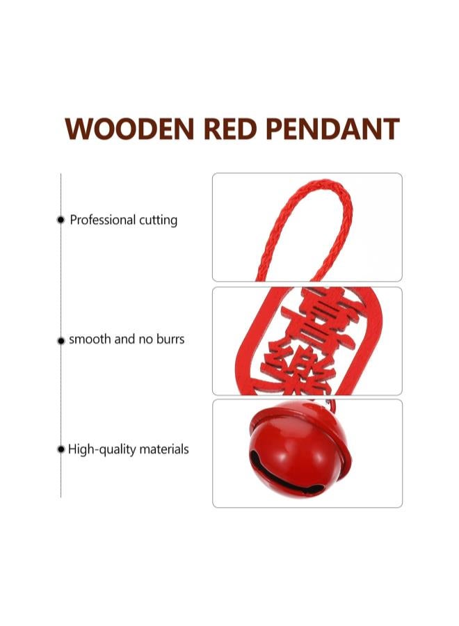 klarako 5pcs Chinese Lucky Pendant Feng Shui Bell Ornament with Wood Chinese Character Good Luck Car Hanging Decor for Wealth Safe and Success - Image 2