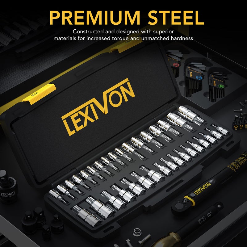LEXIVON Master TORX Bit Socket Set, Premium S2 Alloy Steel | Complete 34-Piece, Solid Star & Tamper Proof T6 ~ T70 | Enhanced Storage Case (LX-149) - Image 2
