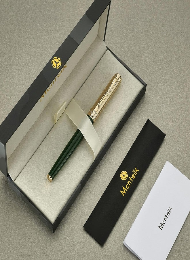 MCNTEIK Luxury Rollerball, With 8mm Brilliant diamond,Green Lacquer Pen, Attractive 24K Gold Finish, Schmidt Ink Refill,Glitter Fancy Pens Gifts for Men & Women, Office, Executive, Nice Designer pens - Image 2