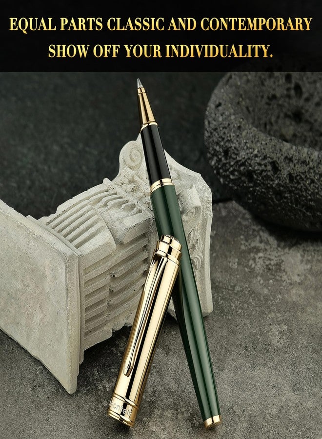 MCNTEIK Luxury Rollerball, With 8mm Brilliant diamond,Green Lacquer Pen, Attractive 24K Gold Finish, Schmidt Ink Refill,Glitter Fancy Pens Gifts for Men & Women, Office, Executive, Nice Designer pens - Image 4