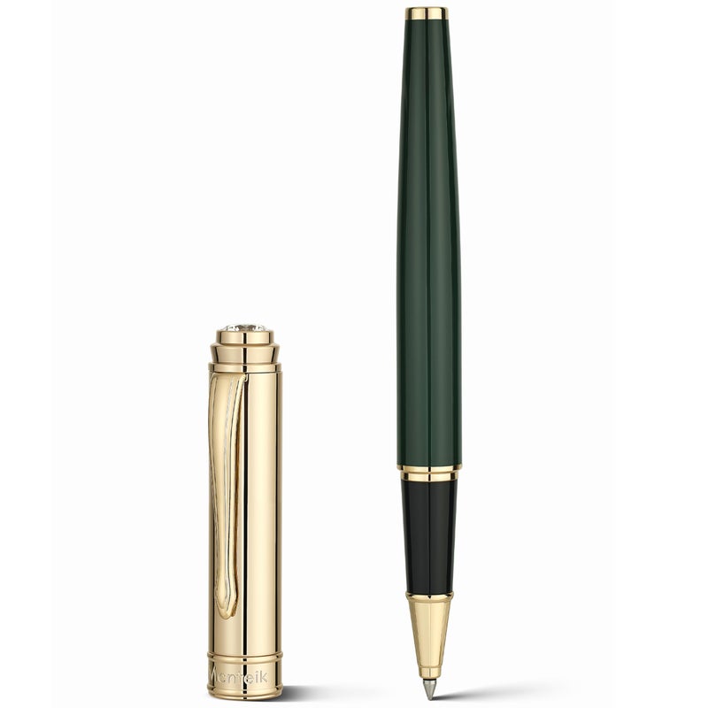 MCNTEIK Luxury Rollerball, With 8mm Brilliant diamond,Green Lacquer Pen, Attractive 24K Gold Finish, Schmidt Ink Refill,Glitter Fancy Pens Gifts for Men & Women, Office, Executive, Nice Designer pens - Image 1