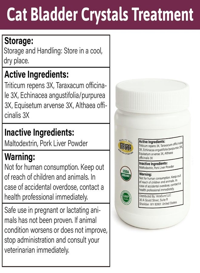 VetaSure Cat Bladder Crystals Treatment, Urinary Tract Support Cat UTI Treatment, Natural Herbal Formula Supplement for Dogs, Homeopathy Powder Formula, 100g - Image 5
