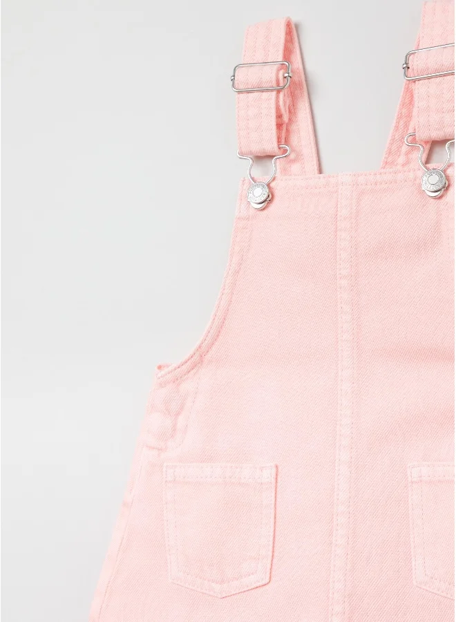 Ovs Pink Denim Pinafore Dress