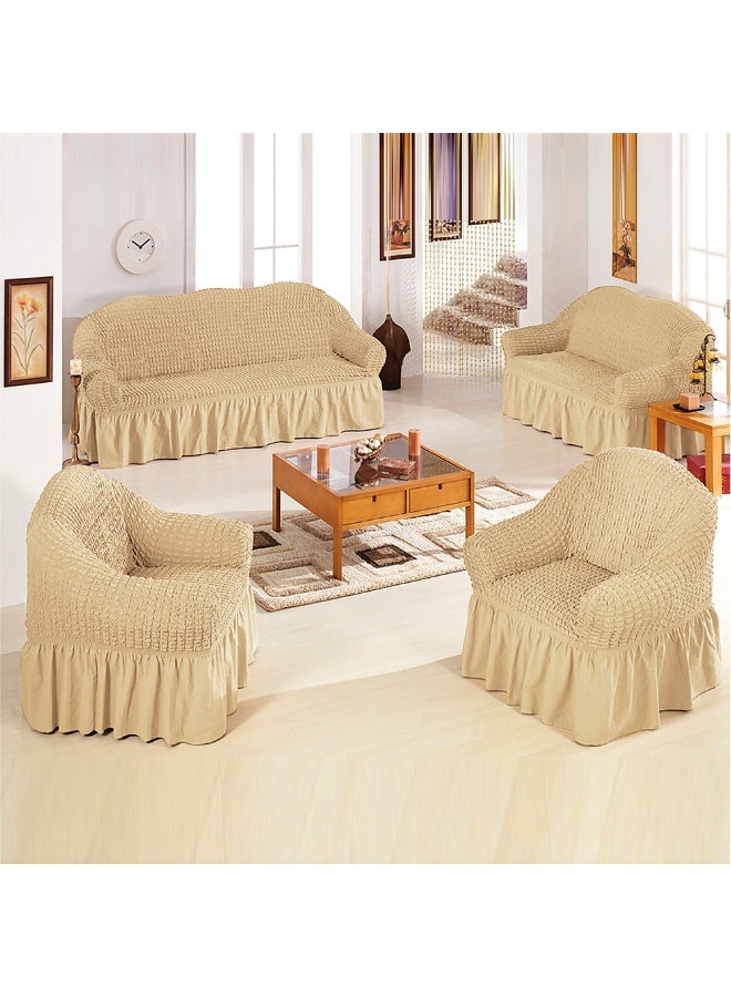 Sofa Cover 4-Pieces Set of 7-Seater (3+2+1+1) Super Stretchable Anti-Wrinkle Slip Resistant Furniture Protector - Image 1