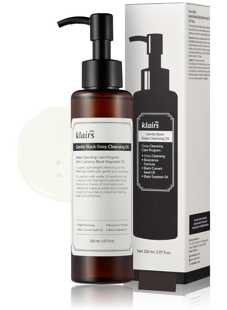 Klairs Clogged Pores & Waterproof Makeup Removal – Klairs Gentle Black Deep Cleansing Oil | Balancing, Purifying & Hydrating Cleanse - Image 1