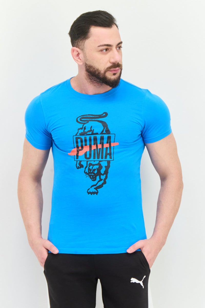 PUMA Men Slim Fit Short Sleeves Outdoor T-Shirt, Blue/Black - Image 1