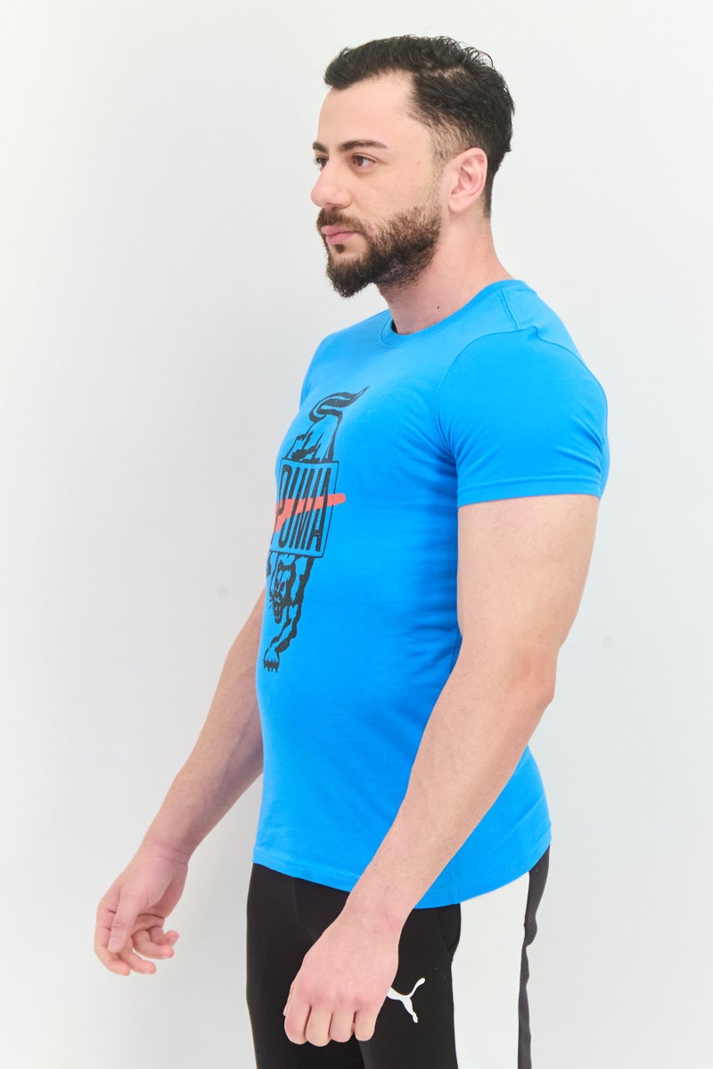 PUMA Men Slim Fit Short Sleeves Outdoor T-Shirt, Blue/Black - Image 2