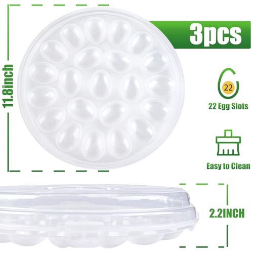 HAKSEN Deviled Egg Containers with Lid, 3PCS Deviled Egg Platter Carrier Holder Trays with 66 Slots for Party and Home Kitchen, Clear - Image 3