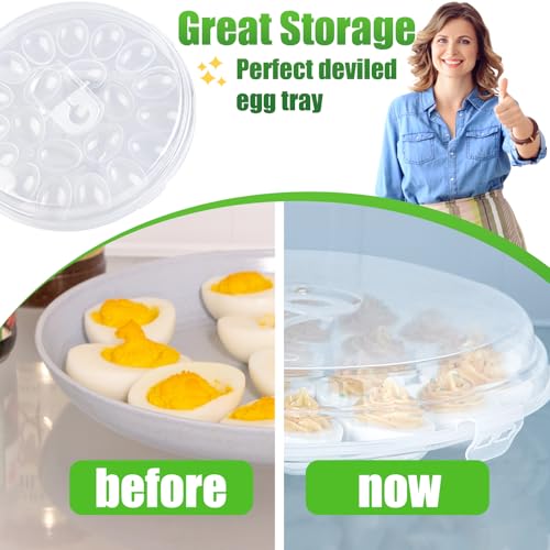 HAKSEN Deviled Egg Containers with Lid, 3PCS Deviled Egg Platter Carrier Holder Trays with 66 Slots for Party and Home Kitchen, Clear - Image 4
