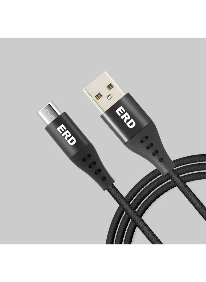 ERD كابل ERD MICRO USB مضفر وغطاء معدني 25 واط - Image 1