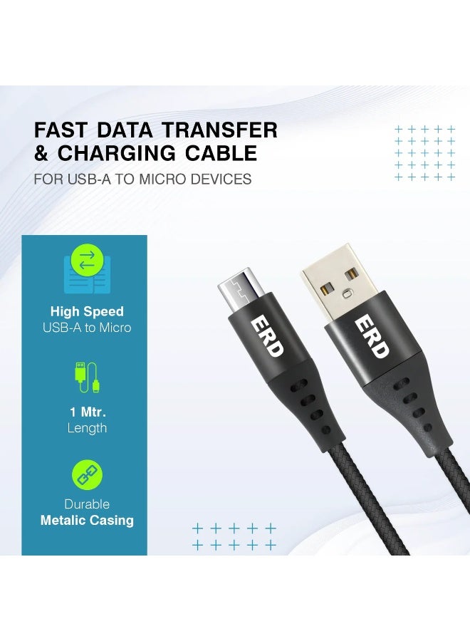 ERD كابل ERD MICRO USB مضفر وغطاء معدني 25 واط - Image 2