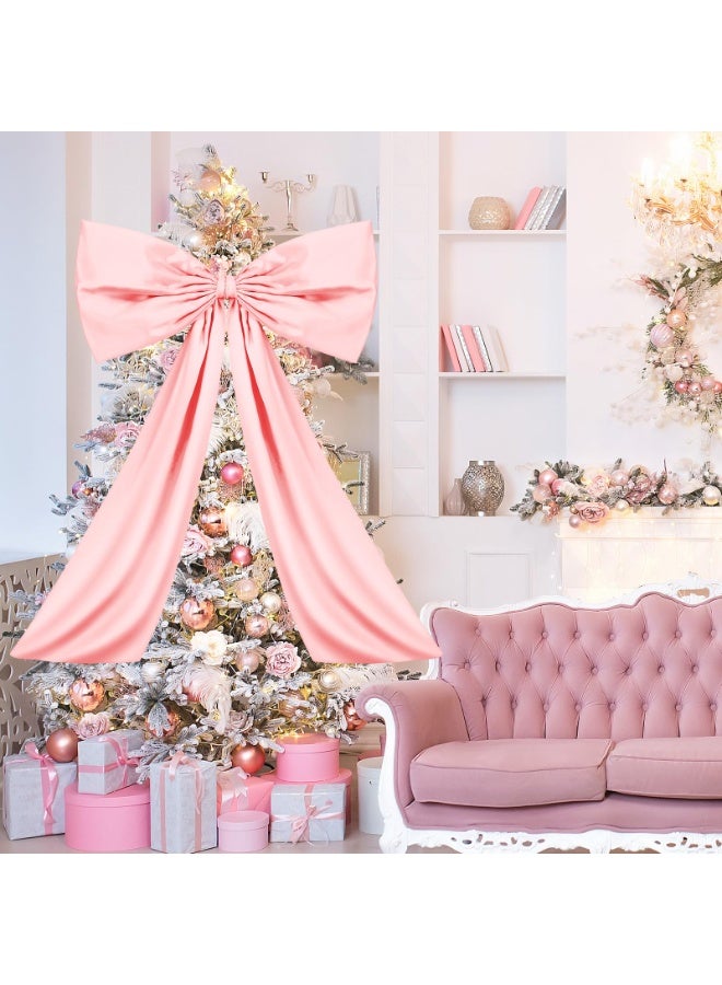 زينة على شكل فيونكة كبيرة للغرفة، فيونكة عملاقة من Coquette لتزيين خلفية حفلة عيد الميلاد (وردي، 24 × 36 بوصة) - Image 5