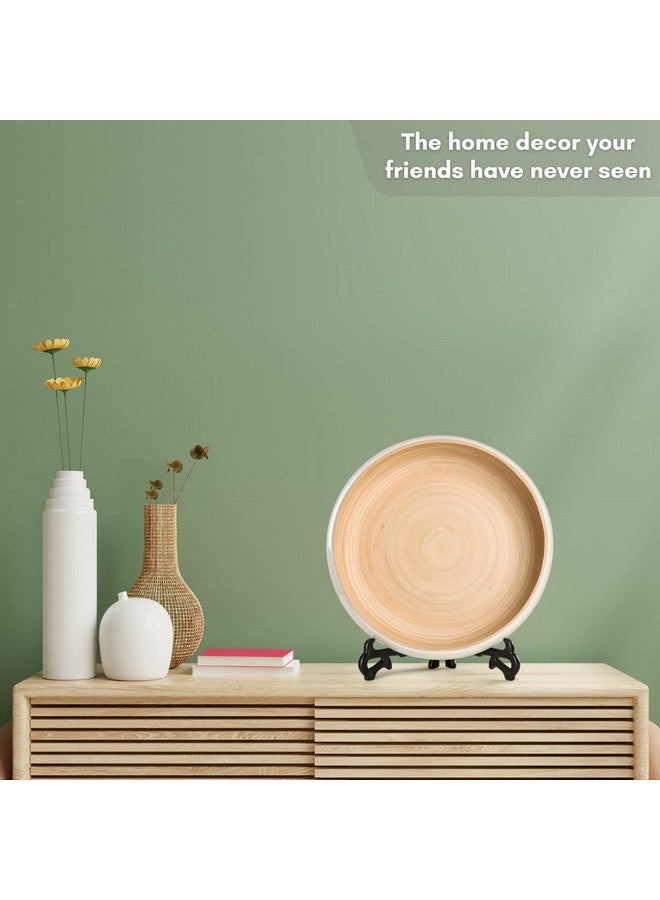 LEXA 12" Handmade White Bamboo Wooden Fruit Bowl for Kitchen Counter - 130 oz Lightweight Large Bamboo Wood Salad Bowl - Image 4