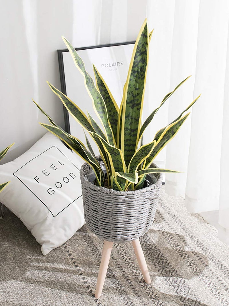 Beebel نبات الثعبان الصناعي بيبل 22" نبات سانسيفيريا مزروع في أصيص نباتات بلاستيكية خضراء نبات أغاف مزيف مثالي لتزيين المنزل والحديقة والمكتب والمتجر - Image 5